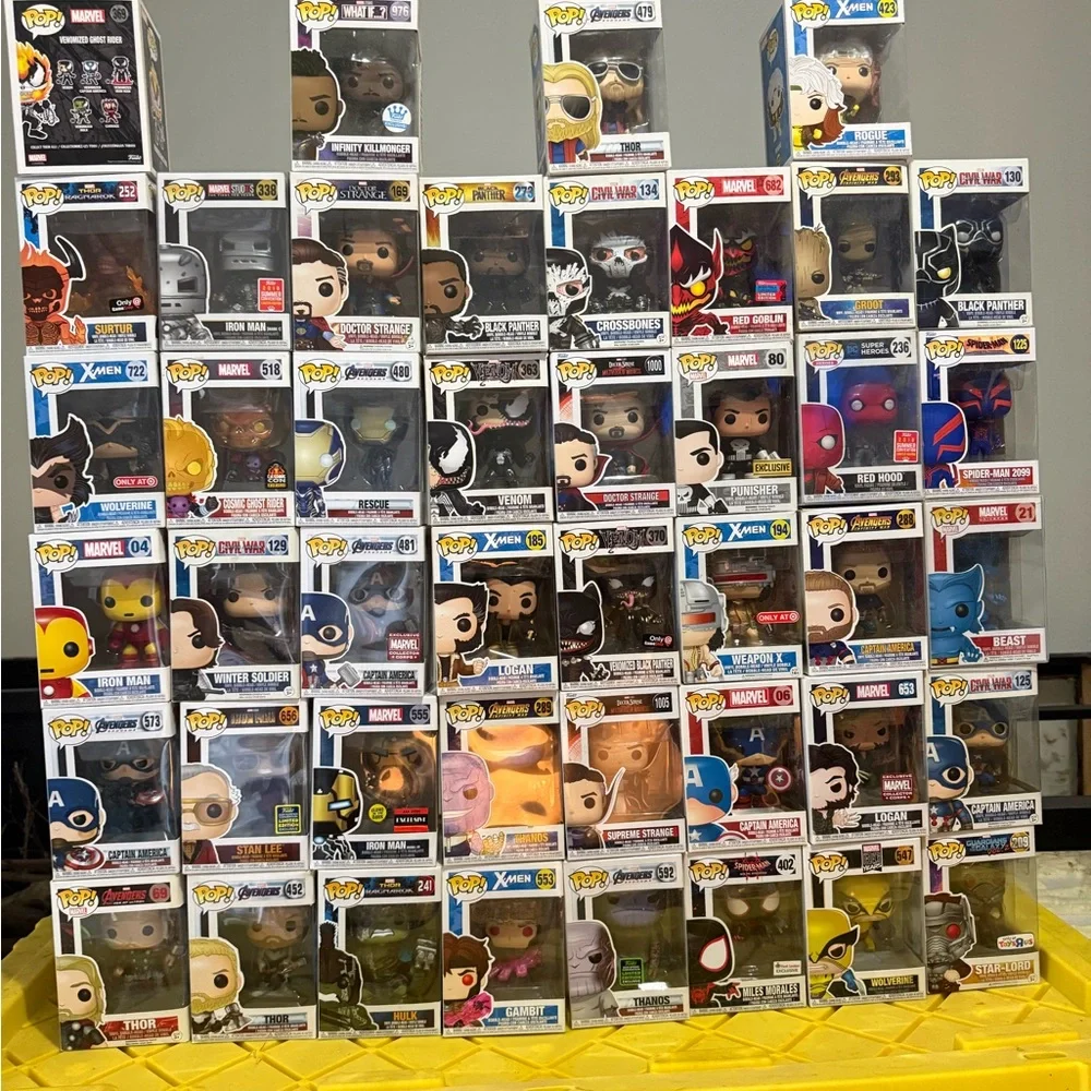 Marvel Funko Pop Set with Red and Blue Accents